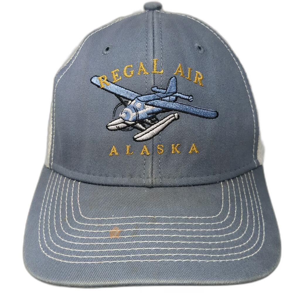 Ouray Regal Air Alaska Seaplane Trucker Hat Blue One Size Snapback Mesh Design